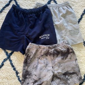 2 mayfair sweat shorts and 1 (tie dye) from zella